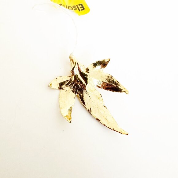 Gold Dipped Real Leaf Pendant Charm Vintage NWT - Picture 1 of 5